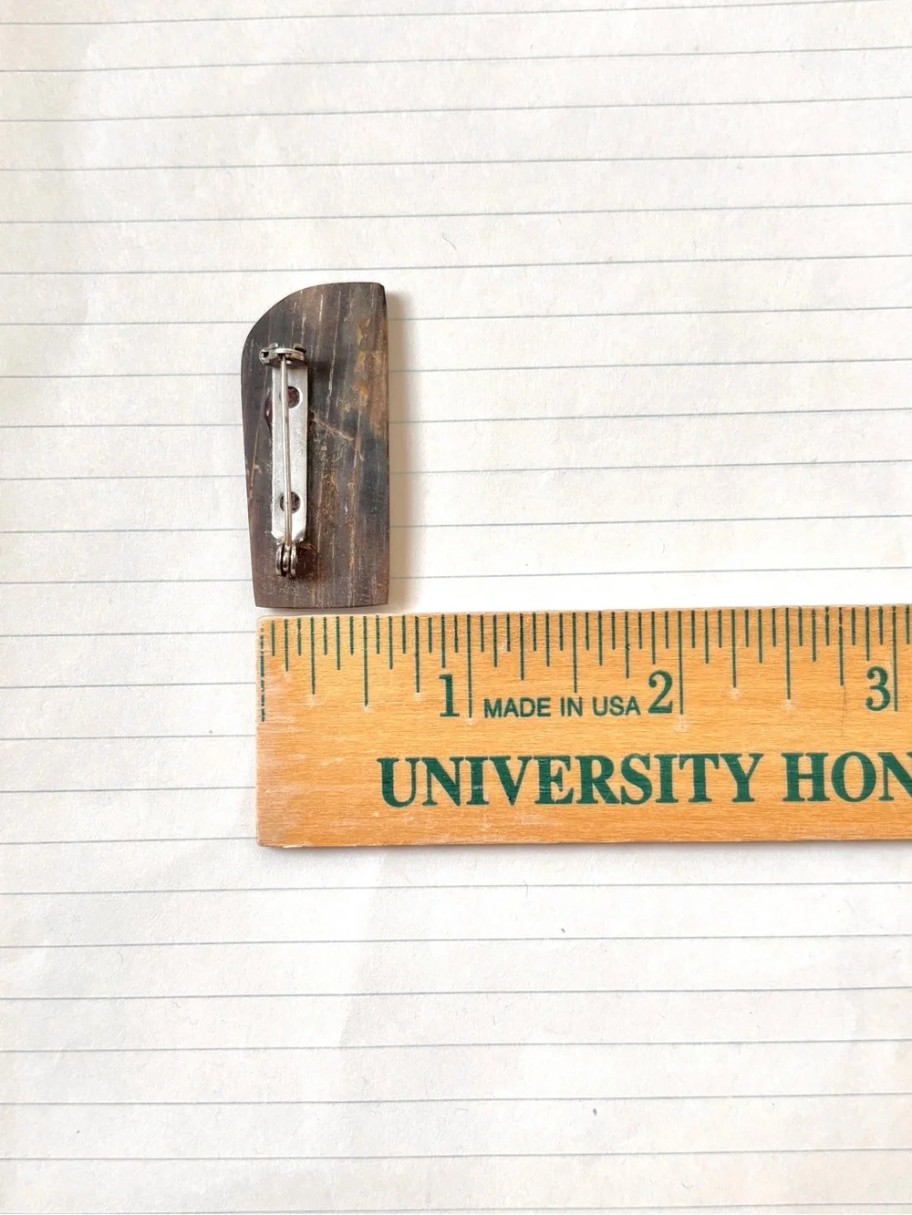Natural brown with soft white hard stone retangle brooch pin